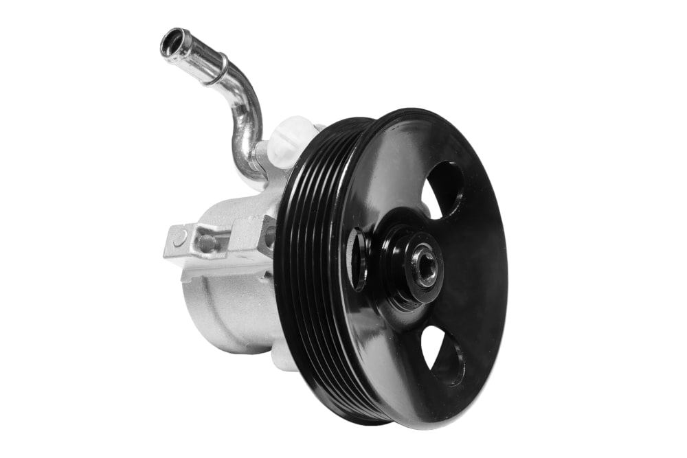 How Energy Steering Pump works 2 A high definition picture of a hydraulic power steering pump used in car steering system.