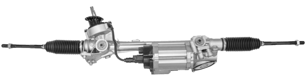 This is a electric power steering rack. Visually, you can also spot the electric motor attached to it.