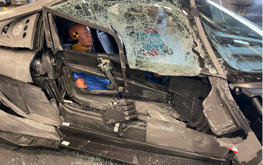 Glickenhaus 004 side impact crash test aftermath