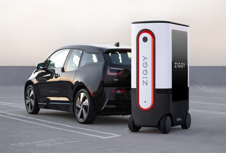 Charged EVs Meet ZiGGY a mobile EV charging robot