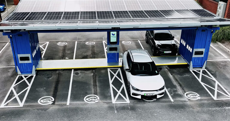 Charged EVs Papilio3 is a pop up charging station that