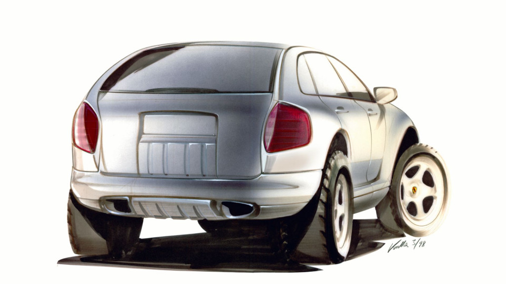 Early design sketch for the first-generation Porsche Cayenne