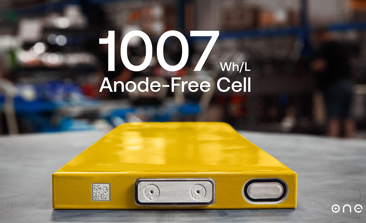 Charged EVs ONE reveals 1007 WhL anode free cell that