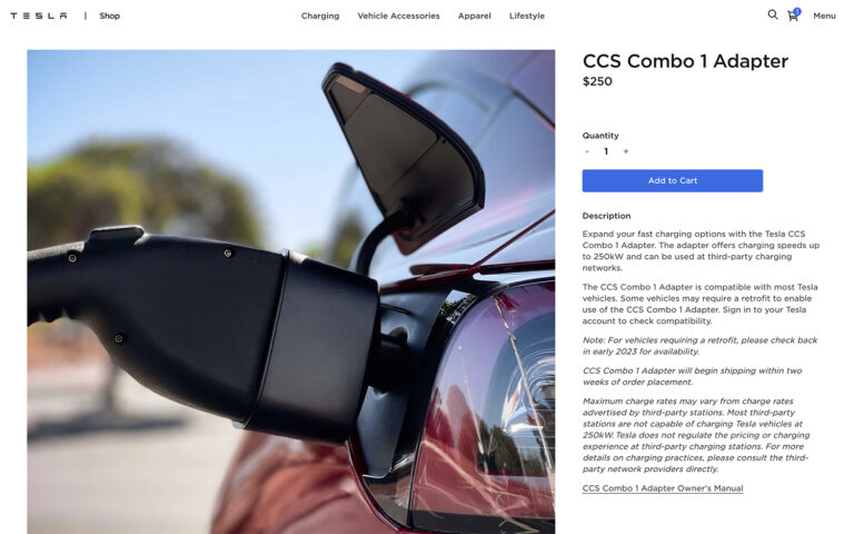 Charged EVs Tesla finally launches CCS adapter in North