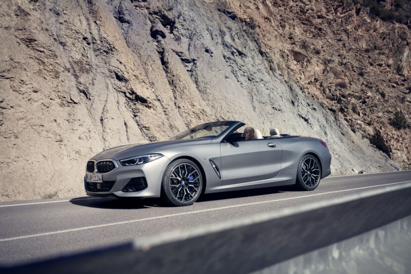BMW 8 series Cabrio on a mountain road
