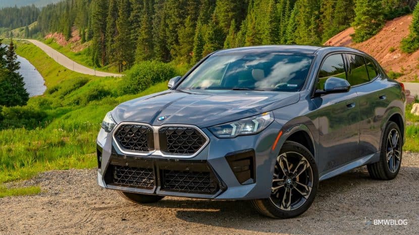 BMW X2 in Dravit Gray on mountain roads