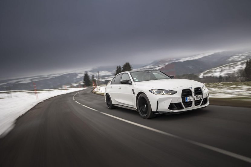 G80 BMW M3 Alpine White Front Recorder grilling view