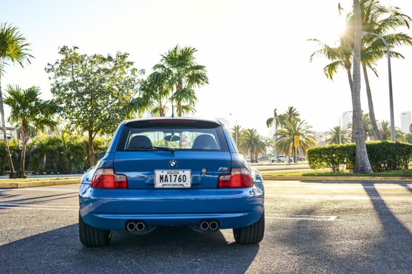 Rear end BMW Z3 M Coupé in Laguna Seca Blue