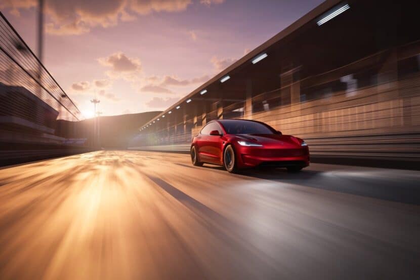 Tesla model 3 power in red