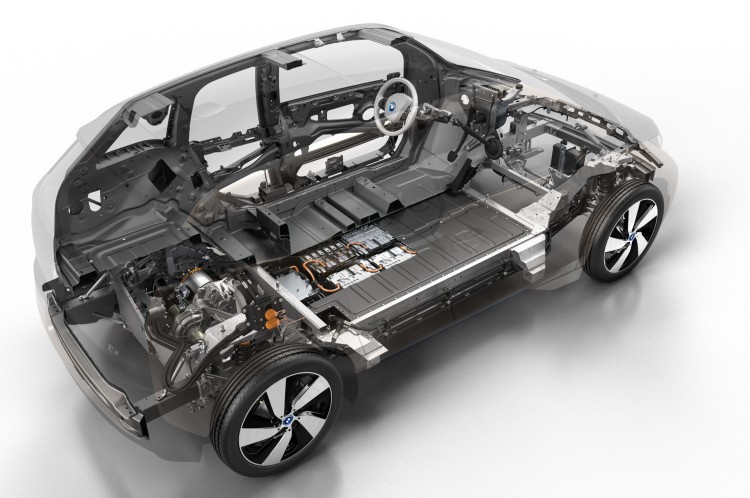 BMW i3 chassis with a battery in the ground
