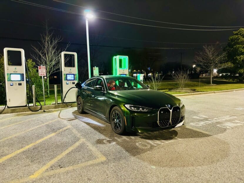 BMW i4 charge in electrify America charging station