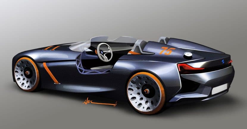 BMW 328 Hommage design sketches with the Roadster -silhouette 