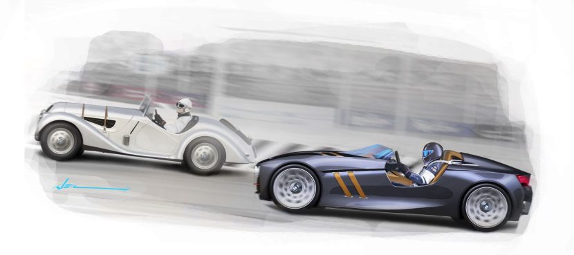 BMW 328 Hommage Design Sketches with original 328 Roadster