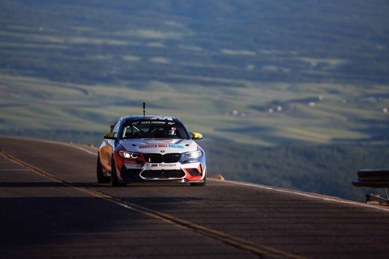 Lance Fenderson and BMW M2 CS Racing car at Pikes Peak