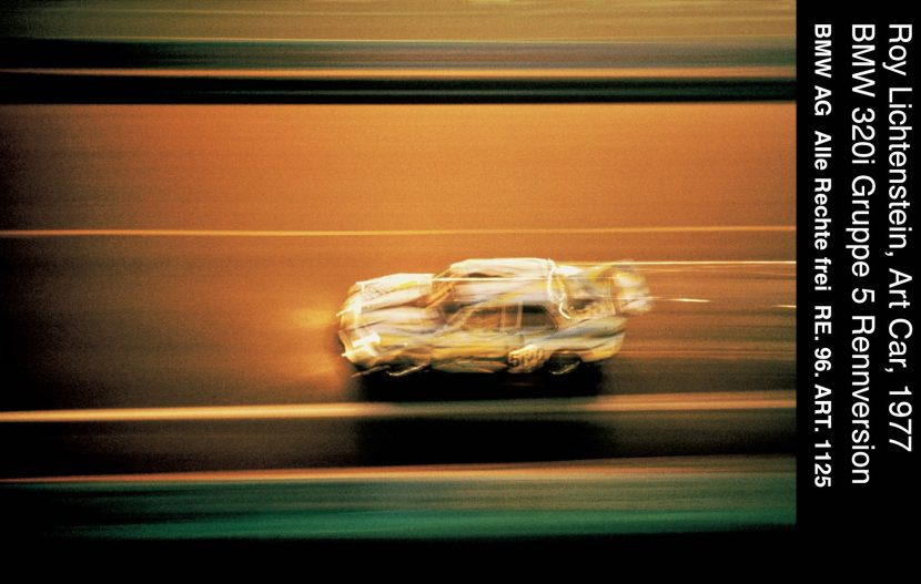 BMW 320 Group 5 Art Car Roy Lichtenstein Le Mans 1977 race on the route