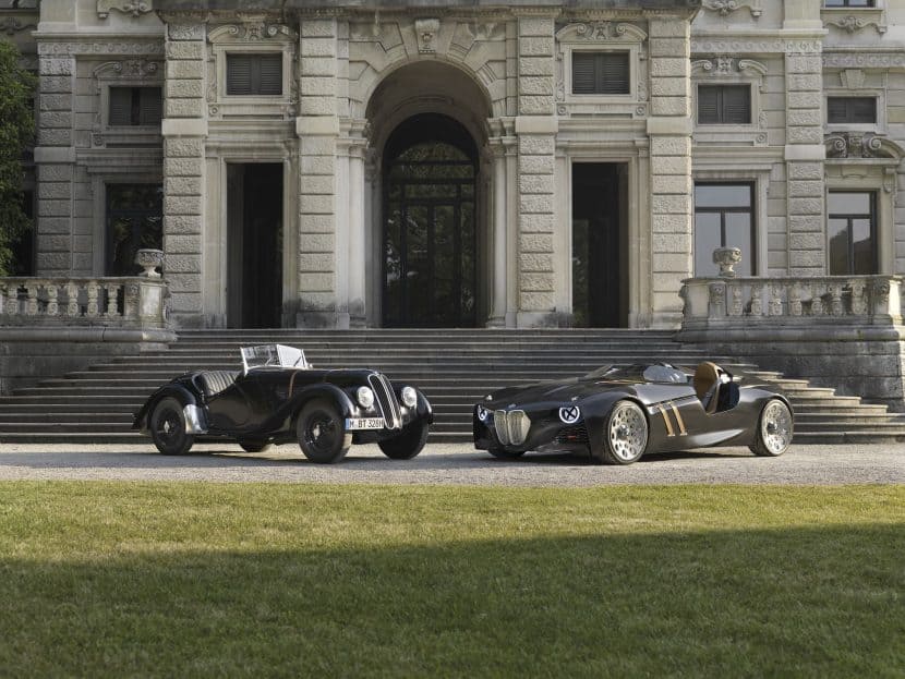 BMW 328 Hommage and 328 Roadster in front of the Villa Erba