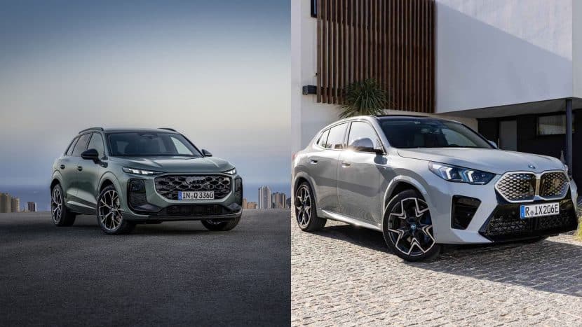 2025 BMW X2 against Audi Q3 three quarter view