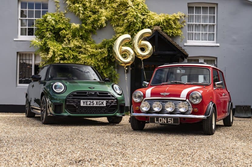 Classic Mini Cooper and the new Mini Cooper