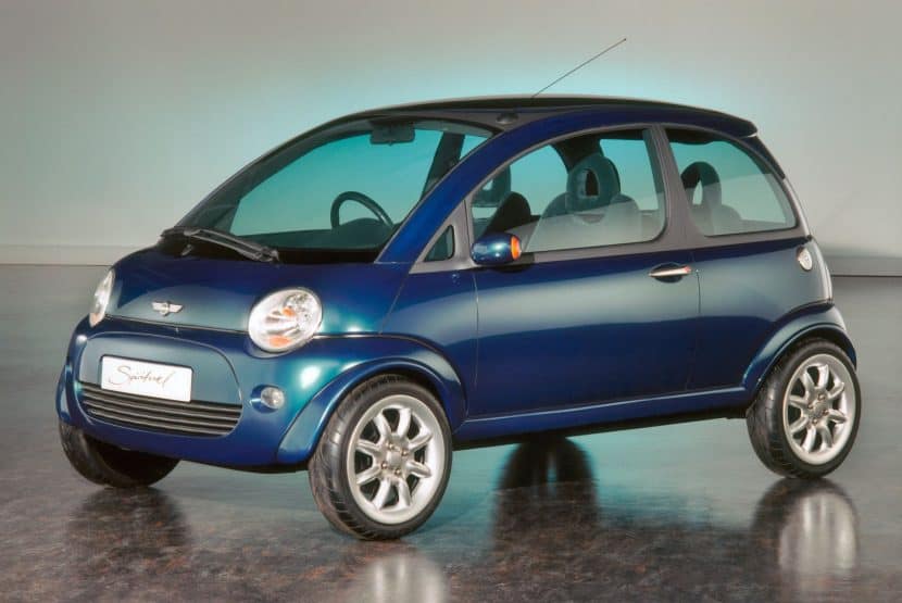 Side view of the 1997 Mini spiritual concept with a rear engine layout