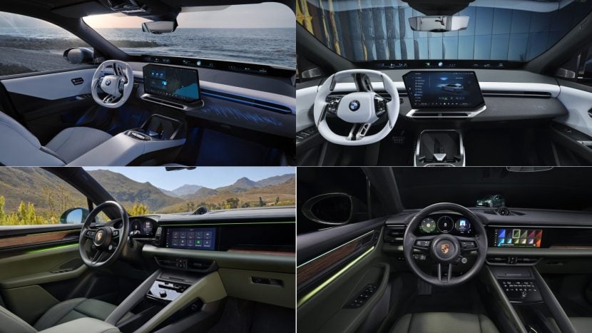 Macan EV against BMW IX3 interior