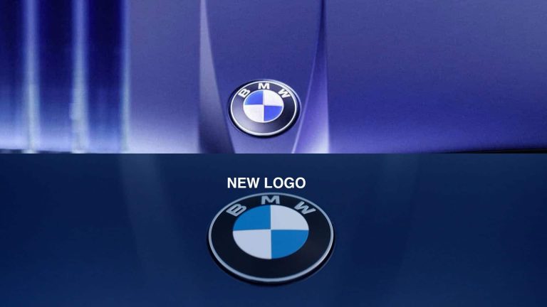 Side-by-side comparison of old and new BMW roundel designs