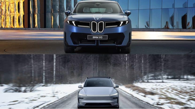 Tesla Model Y against BMW IX3 in front