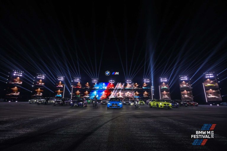 BMW M Festival Chengdu night show with M cars performing in formation