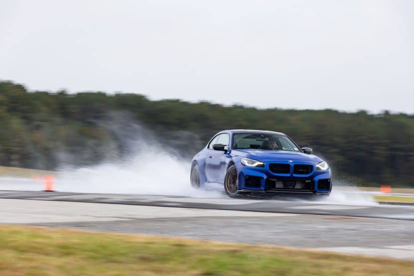 2026 BMW M2 CS on a wet track at the Michelin test site