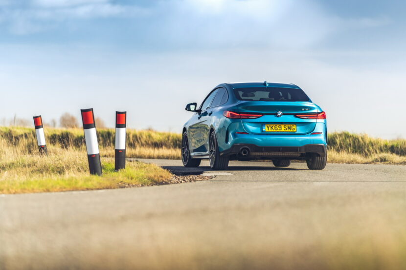 BMW 218i Gran Coupe cornering on secondary roads