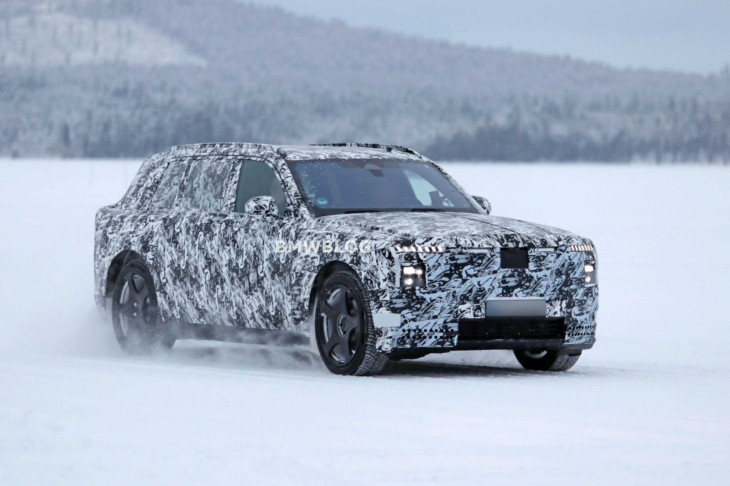 Rolls-Royce electric SUV prototype spotted winter testing in Arjeplog, Sweden - new model 2027